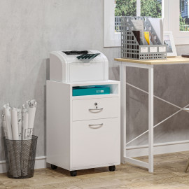 Enolum Armoire de bureau à documents avec tiroir et roulettes Chêne