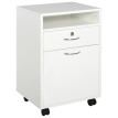 Enolum Armoire de bureau à documents avec tiroir et roulettes Chêne