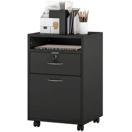 Meuble de Bureau Vilin rangement mobile verrouillable noir