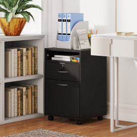 Meuble de Bureau Vilin rangement mobile verrouillable noir