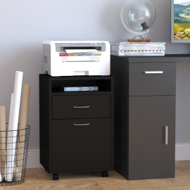 Conteneur à roulettes Amaren rangement bureau tiroir noir