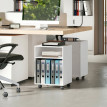 Support imprimante Peren meuble de bureau à roulettes étagères ouvertes blanc