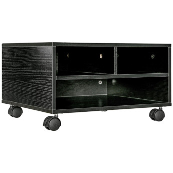 Mobile porte imprimante Vilria rangement bureau à roulettes noir
