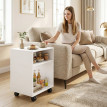 Rivuon Meuble porte imprimante à roulettes et rangements Blanc