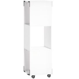 Meuble classeur Veraot mobile avec rangements ouverts pour imprimante blanc