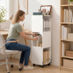 Meuble classeur Veraot mobile avec rangements ouverts pour imprimante blanc