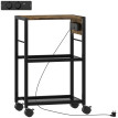 Support d'imprimante Oriay avec roulettes prises USB et USB C Marron rustique