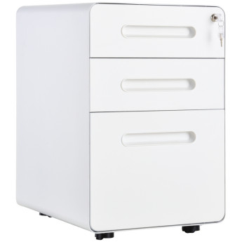 Amelay caisson bureau mobile verrouillable 3 tiroirs blanc