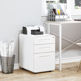 Amelay caisson bureau mobile verrouillable 3 tiroirs blanc