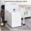 Amelay caisson bureau mobile verrouillable 3 tiroirs blanc
