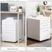Amelay caisson bureau mobile verrouillable 3 tiroirs blanc