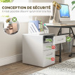 Amelay caisson bureau mobile verrouillable 3 tiroirs blanc