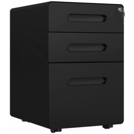 Caisson de bureau Solveal mobile verrouillable 3 tiroirs noir