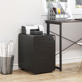 Caisson de bureau Solveal mobile verrouillable 3 tiroirs noir