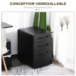 Caisson de bureau Solveal mobile verrouillable 3 tiroirs noir