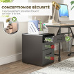 Caisson de bureau Solveal mobile verrouillable 3 tiroirs noir