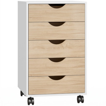 Vileres caisson de bureau à roulettes 5 tiroirs blanc naturel