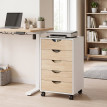 Vileres caisson de bureau à roulettes 5 tiroirs blanc naturel