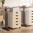 Vileres caisson de bureau à roulettes 5 tiroirs blanc naturel