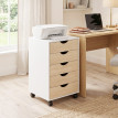 Vileres caisson de bureau à roulettes 5 tiroirs blanc naturel