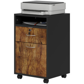 Berara Meuble de Bureau avec Étagère Tiroir Serrure et Armoire Marron