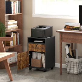 Berara Meuble de Bureau avec Étagère Tiroir Serrure et Armoire Marron