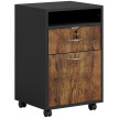Berara Meuble de Bureau avec Étagère Tiroir Serrure et Armoire Marron