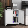 Jarac armoire de bureau métal verrouillable à 2 niveaux blanc