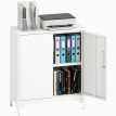 Jarac armoire de bureau métal verrouillable à 2 niveaux blanc