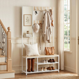Porte-manteau Emara meuble à chaussures miroir banc naturel