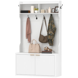 Marel meuble d'entrée 4 en 1 porte manteau range chaussures blanc