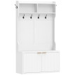 Marel meuble d'entrée 4 en 1 porte manteau range chaussures blanc
