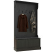 Porte-manteau Aurora avec banc range-chaussures 5 crochets noir