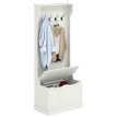Salis porte manteau banc rangement avec crochets blanc