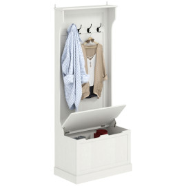 Salis porte manteau banc rangement avec crochets blanc