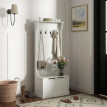Salis porte manteau banc rangement avec crochets blanc