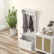 Salis porte manteau banc rangement avec crochets blanc
