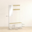 Porte chaussures Olara miroir banc crochets réglables naturel