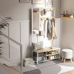 Porte chaussures Olara miroir banc crochets réglables naturel