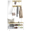 Porte chaussures Olara miroir banc crochets réglables naturel