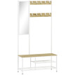 Porte chaussures Olara miroir banc crochets réglables naturel