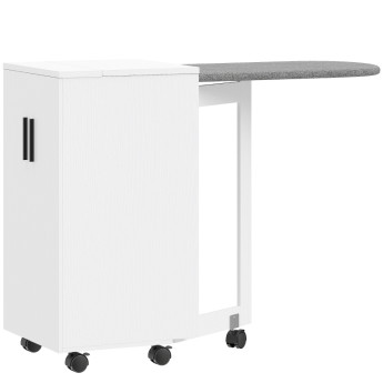 Meuble à repasser Selova pliant 2 en 1 avec roulettes et rangement blanc