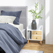Table de chevet Camuen scandinave 2 tiroirs niche chêne clair blanc