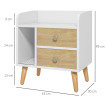 Table de chevet Camuen scandinave 2 tiroirs niche chêne clair blanc