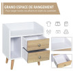 Table de chevet Camuen scandinave 2 tiroirs niche chêne clair blanc