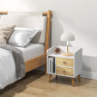 Table de chevet Camuen scandinave 2 tiroirs niche chêne clair blanc