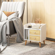 Table de chevet Camuen scandinave 2 tiroirs niche chêne clair blanc