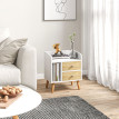 Table de chevet Camuen scandinave 2 tiroirs niche chêne clair blanc