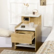 Table de chevet Camian moderne avec prises USB et tiroir Bois naturel