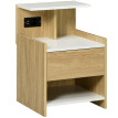Table de chevet Camian moderne avec prises USB et tiroir Bois naturel